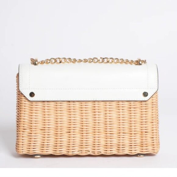 Michael Kors  Wicker Crossbody In White Flap - Picture 5 of 6